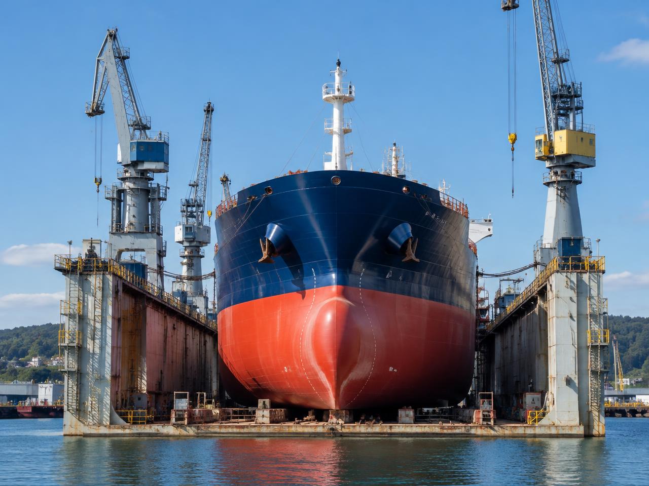 Illustrative ship repair scene